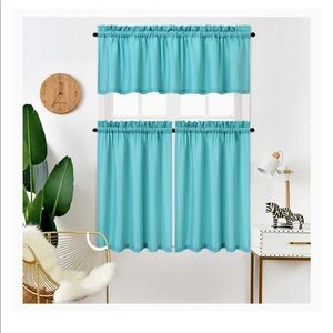Window Curtains and Valance Set Waffle Wea…